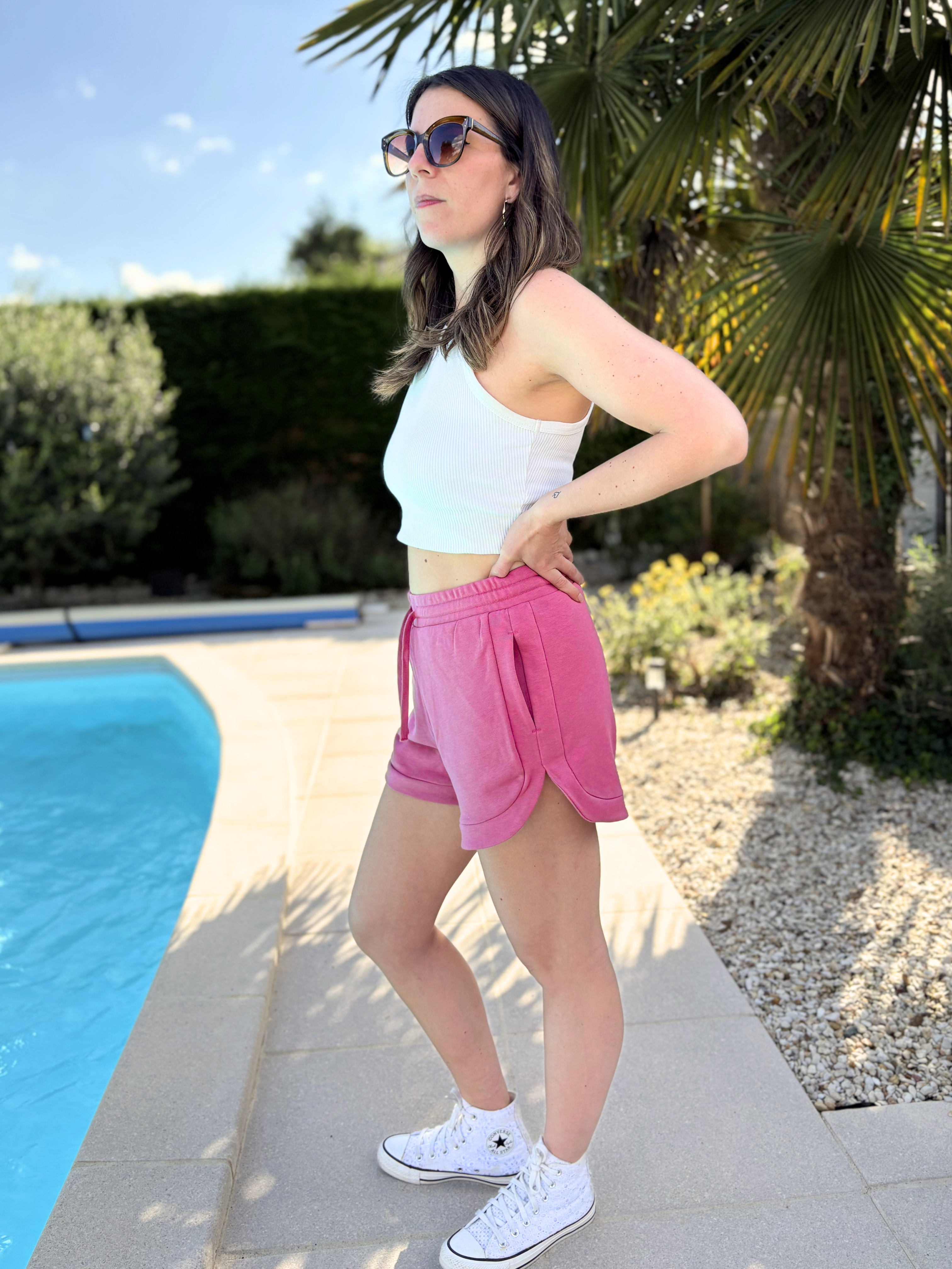 Short Femme "French Terry" (300g/m²) ROSE ANTIQUE
