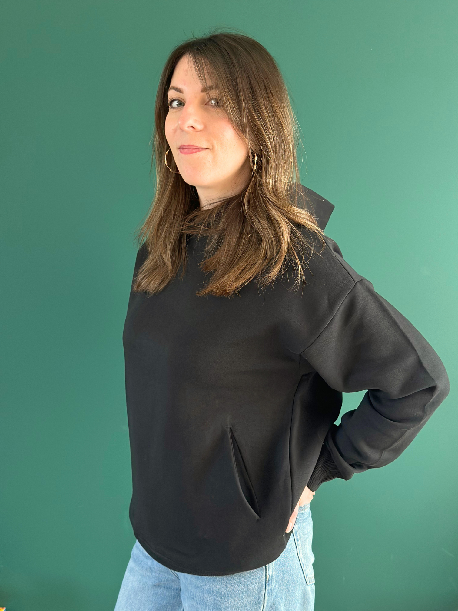 Hoodie Oversize "The Minimalist" – Molleton Premium (300g/m²) NOIR