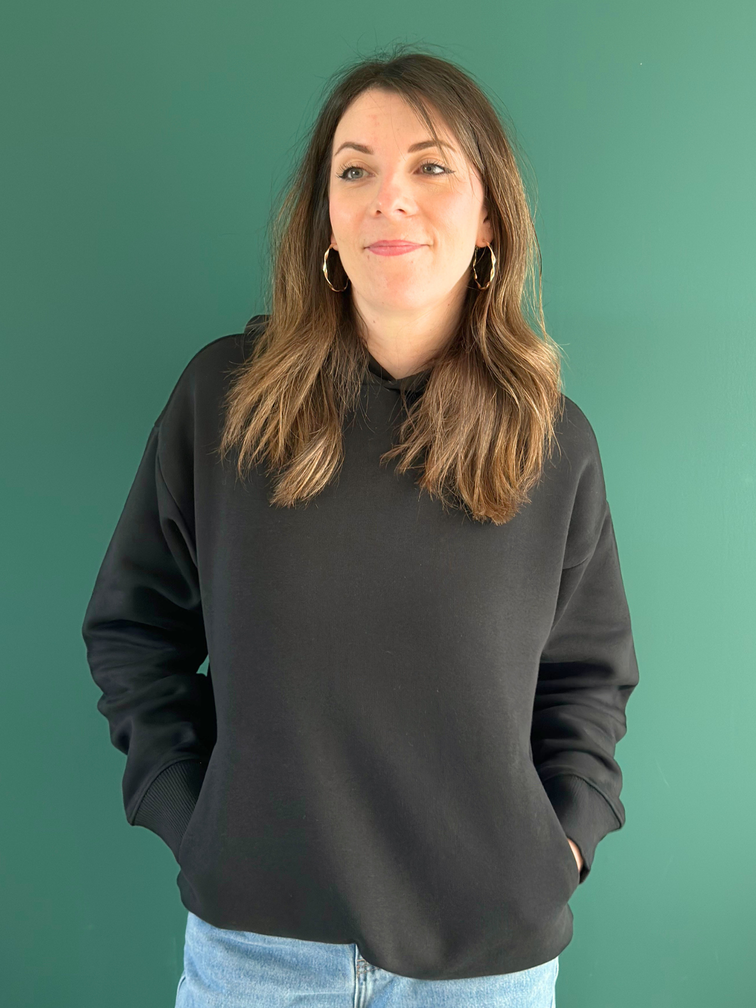 Hoodie Oversize "The Minimalist" – Molleton Premium (300g/m²) NOIR